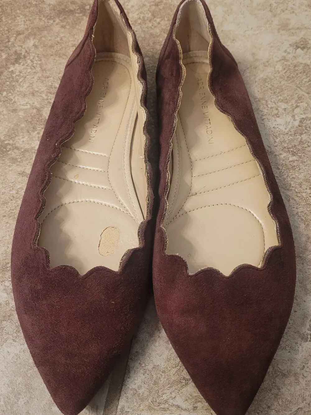 Suede Scalloped Pointed Flats